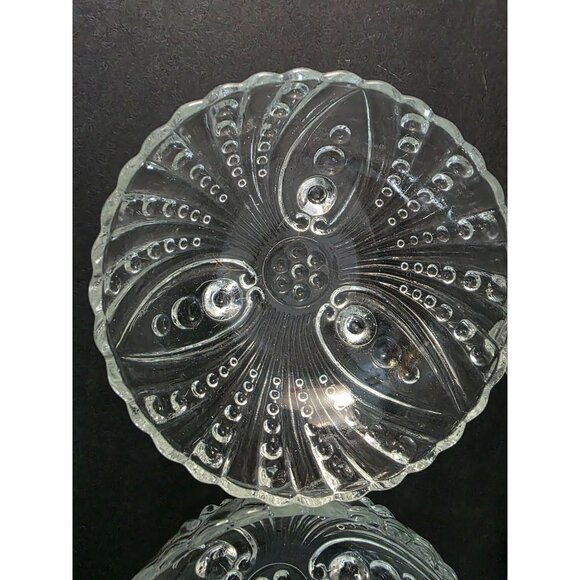 Set Of 5 Vintage Anchor Hocking Burple Bubble Clear Pressed Glass Dessert Bowls - Picture 2 of 4